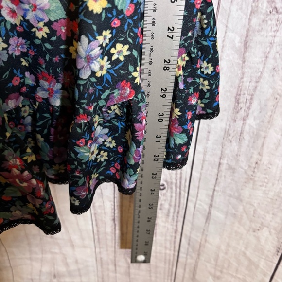 Vintage Floral Flower Patterned Spaghetti Strap Lace Detail Slip Dress Medium - Picture 5 of 6